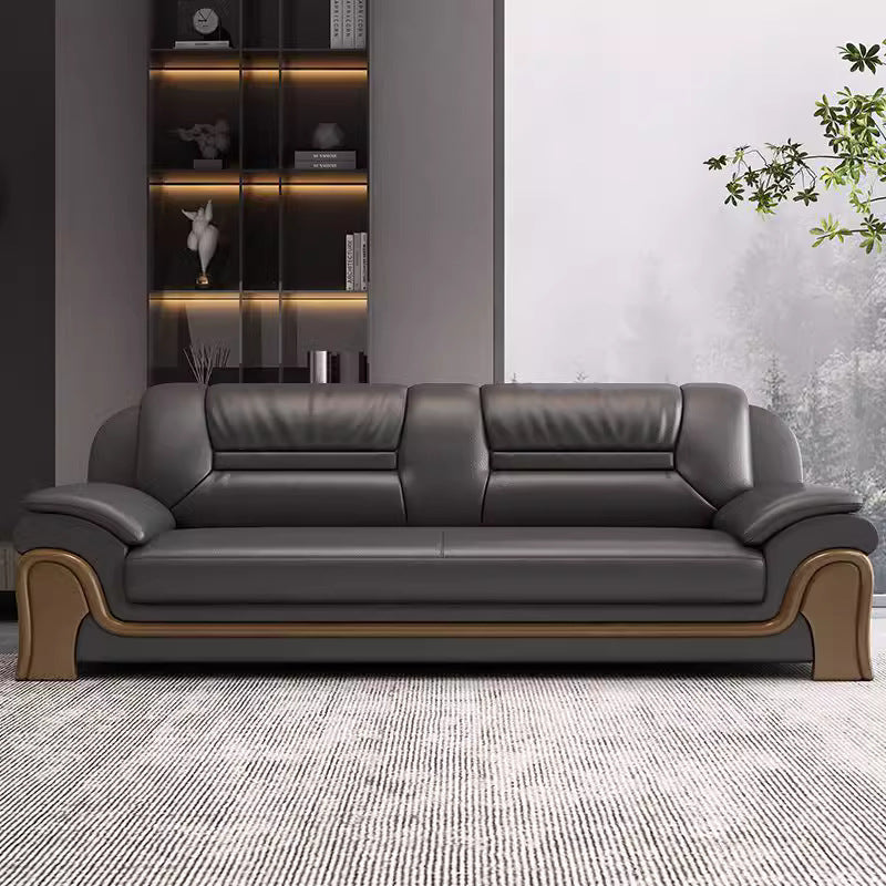 Office sofa business casual living room hall hotel reception casual area genuine leather coffee table reception office combination