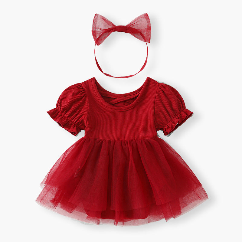 Mesh baby romper dress - class a, summer  collection - newborn infant clothing, perfect for baby's first month, 100-day celebration, and first birthday outfit