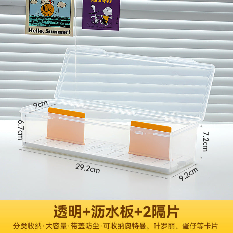 Square small card storage box Transparent flip Gigi-Oh card storage box Long Ultraman card storage box