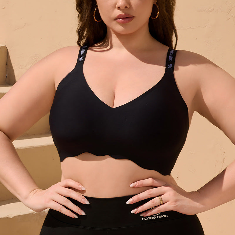 fat mm seamless plus sizeintimates women's anti-sagging plaid push-up big breasts to make small breasts look smaller plus size bra