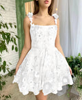 new european and american cross-border  independent station women's 3d floral embroidered bodycon sexy dress