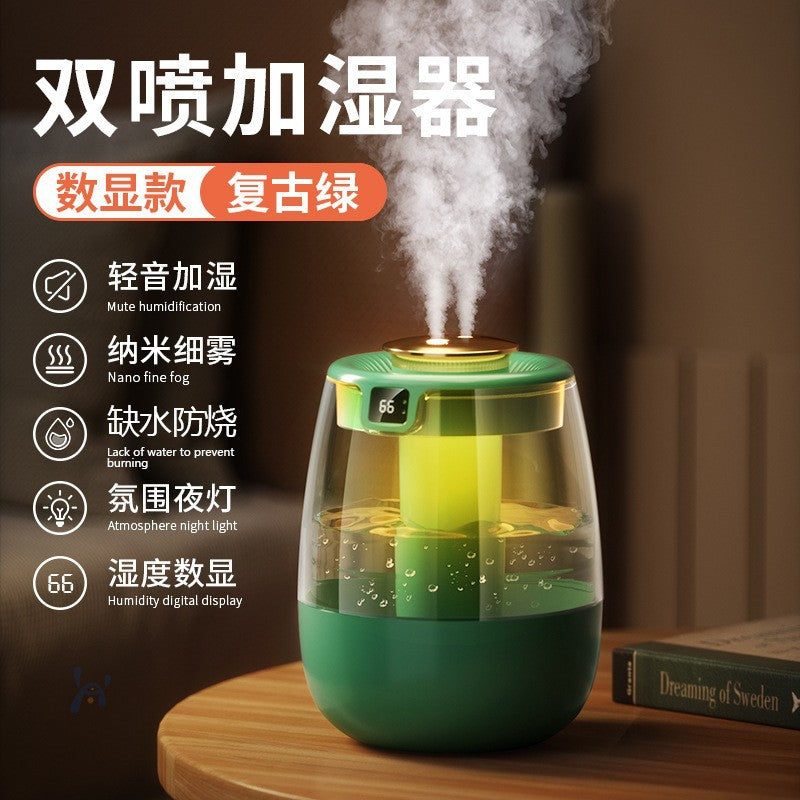 large capacity transparent humidifier with digital display, night light, quiet operation, hydration, gift for office, pregnant women, and baby bedroom