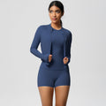 European and american nude feel cardigan jacket, crew neck short sleeve t-shirt, casual yoga set, running sports fitness three-piece outfit