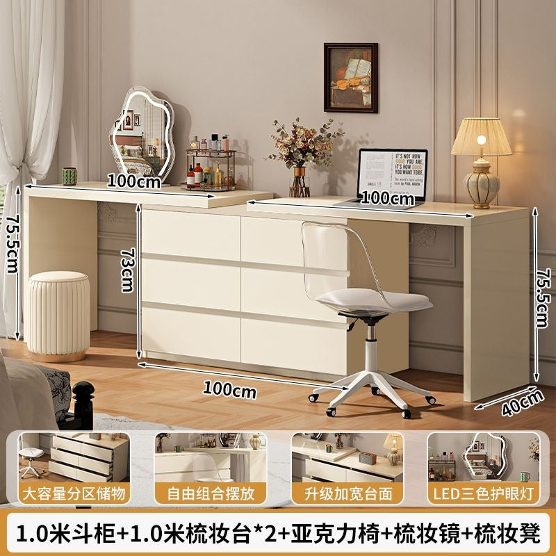 French cream style bedroom vanity table all-in-one chest of drawers dressing table bed end storage cabinet corner table small apartment with drawers