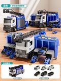 Sam's club style rescue fire truck - multifunctional parking garage with storable water spray, ejection ladder, and police car toy