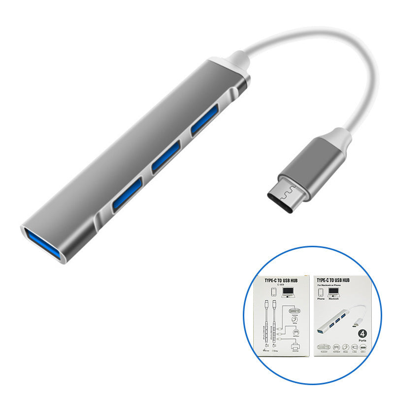 Type-c hub 4-in-1 expansion dock for computers and tablets - usb hub with high-speed data transfer for usb drives
