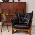 Medieval style genuine leather tea space owner chair retro solid wood chair american cigar bar sofa cigar chair tea room rack