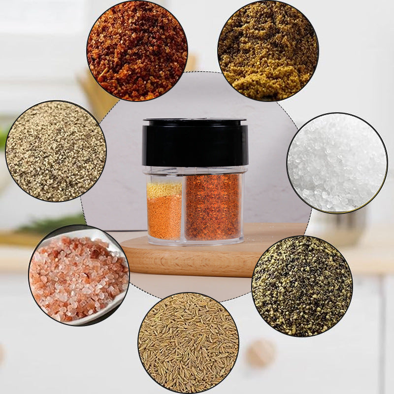 Four-in-one seasoning bottle kitchen sealed transparent flip-top multi-compartment for home seasoning jar portable outdoor barbecue storage box