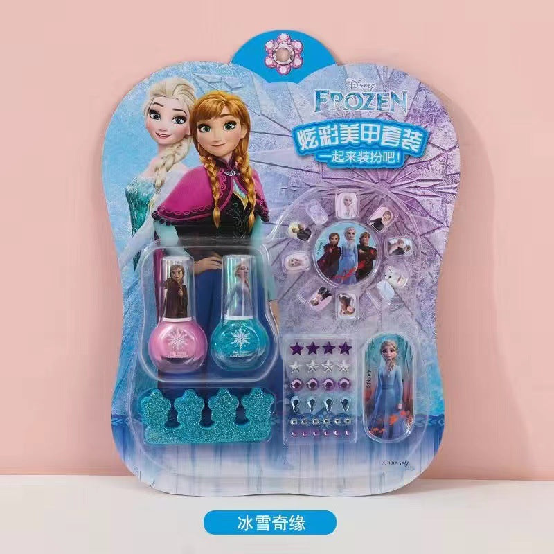 Sanrio frozen nail art stickers makeup toys - eco-friendly, harmless, quick-drying, peel-off kids' nail polish set