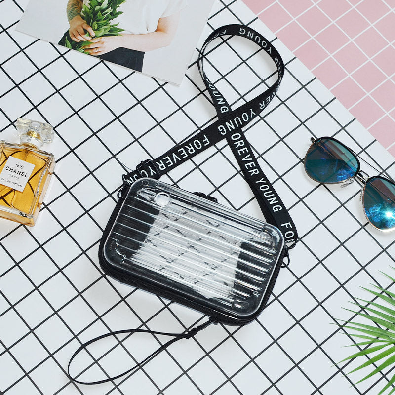 PC transparent hard shell double label cosmetic bag custom gift portable waterproof overnight bag mini jewelry storage box factory