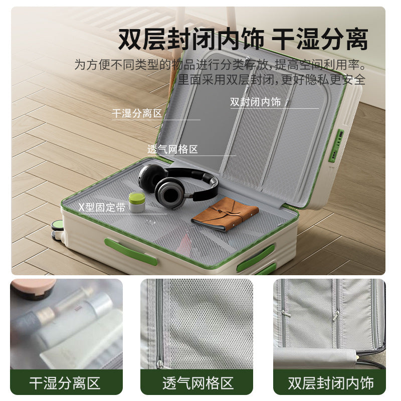 Front open suitcase men's 2024 new large-capacity 28-inch explosion-proof zipper trolley case multi-functional password box women