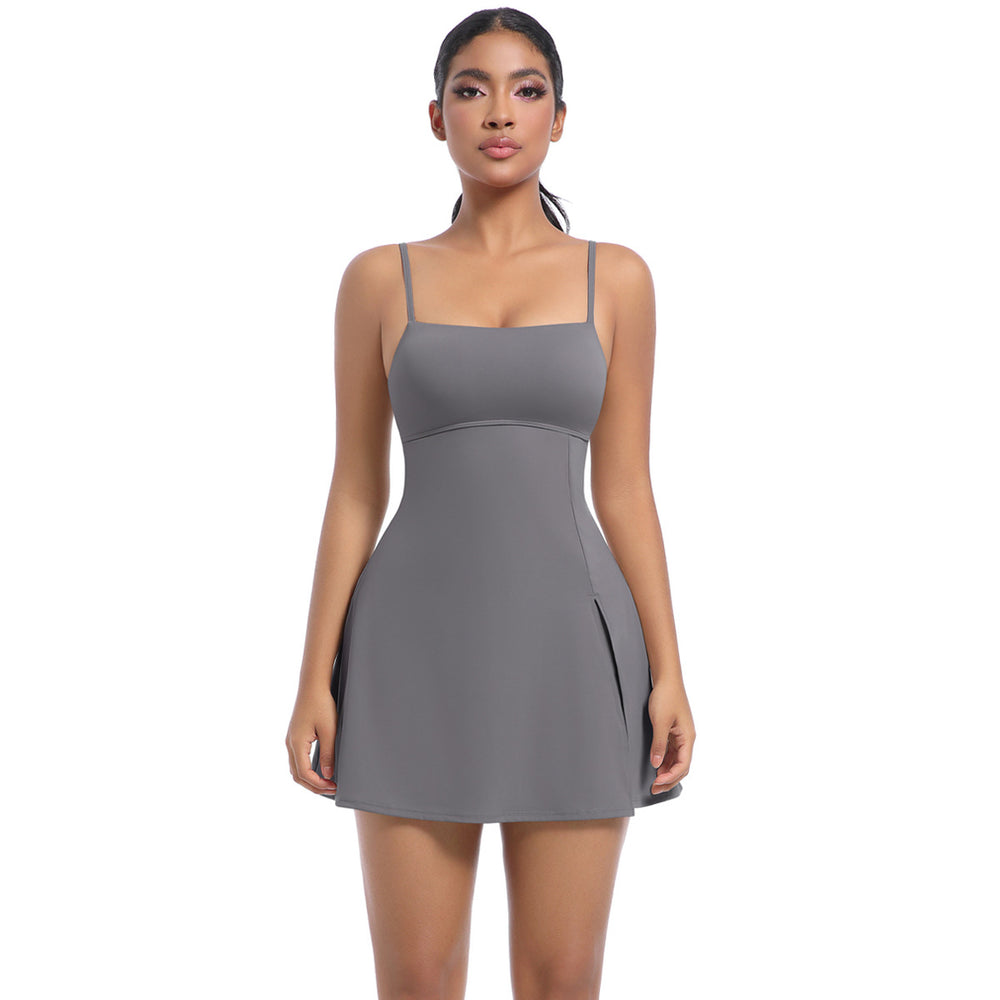 Fashion tape bottom sports dress with breast pad breathable outdoor golf beautiful back sling yoga tennis skirt for women