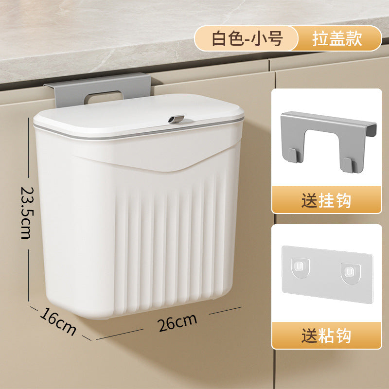 Kitchen hanging trash can for home cabinet wall hanging storage bucket plastic toilet bathroom trash can with lid wholesale