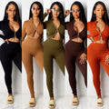 C3815 in stock winter   fashion european and american knitted sexy bodycon casual two-piece women's outfit