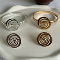 European and american cross-border fashion exaggerated irregular swirl design open ring alloy geometric spiral bracelet set for women