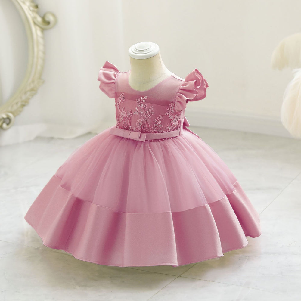 Ready-to-ship wholesale children's dresses, airplane sleeve princess dresses for baby girls, perfect for first birthday parties, dance recitals, and evening events. includes tutu skirts