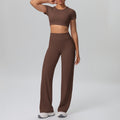 Cloud-feel quick-dry cropped tank top with built-in bra yoga set - women's two-piece outfit for outdoor leisure, running, sports, and fitness