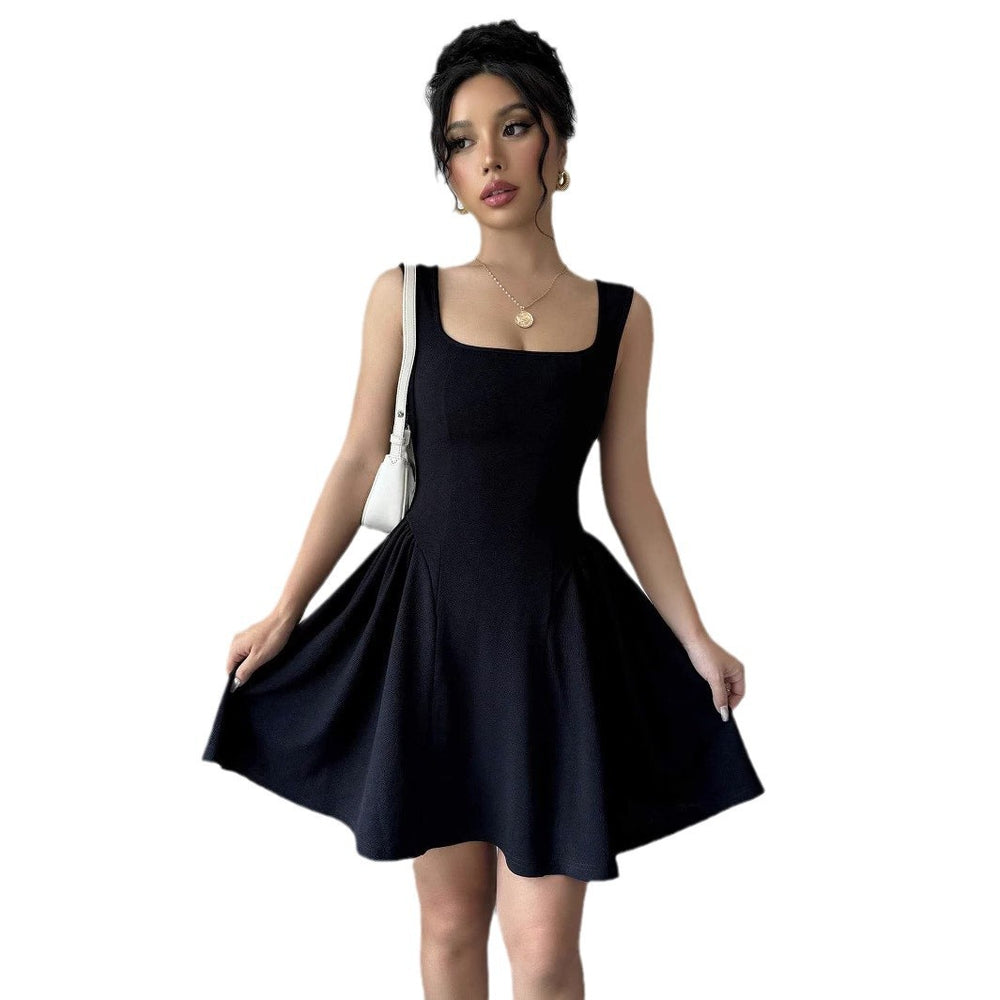 Amazon solid color mini dress - square neck sleeveless sexy bandeau casual women's dress