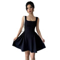 Amazon solid color mini dress - square neck sleeveless sexy bandeau casual women's dress