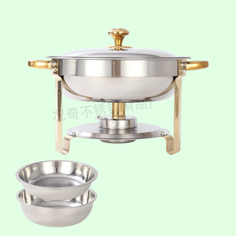 5qt stainless steel gold round furnace insulation buffet furnace suitchafingdishbuffetsetcross-border
