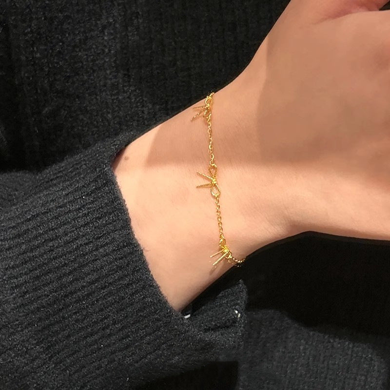 Textured bracelet for women, titanium steel, gold-plated, ins designer design, retro cold style, fashion hand jewelry, trendy people