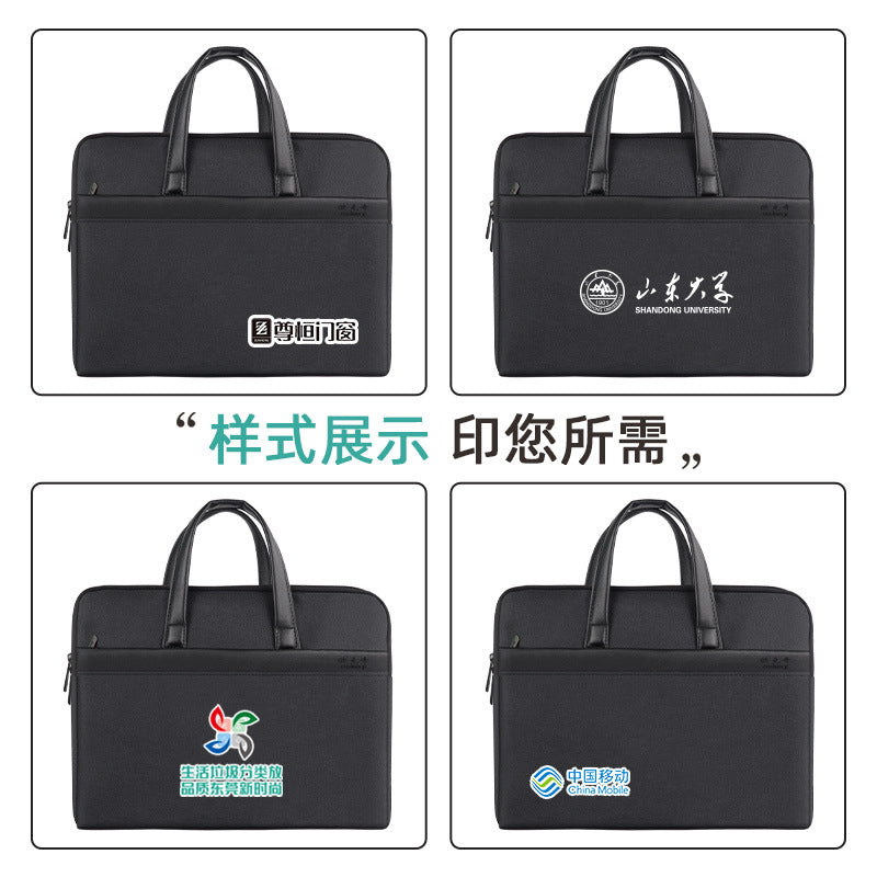 Portable briefcase zippered office bag conference bag satchel document bag document bag business bag printing logo