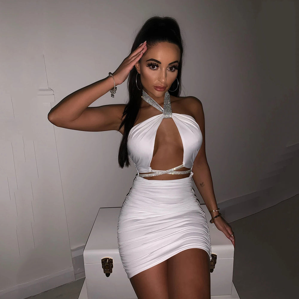 Export hot style nightclub skirt new arrival women's halter tight sexy bandage dress dress wholesale