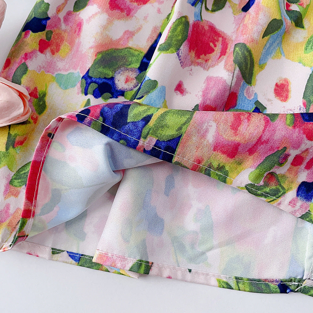 Summer girls' sleeveless floral print sundress - new, stylish princess dress for cross-border e-commerce