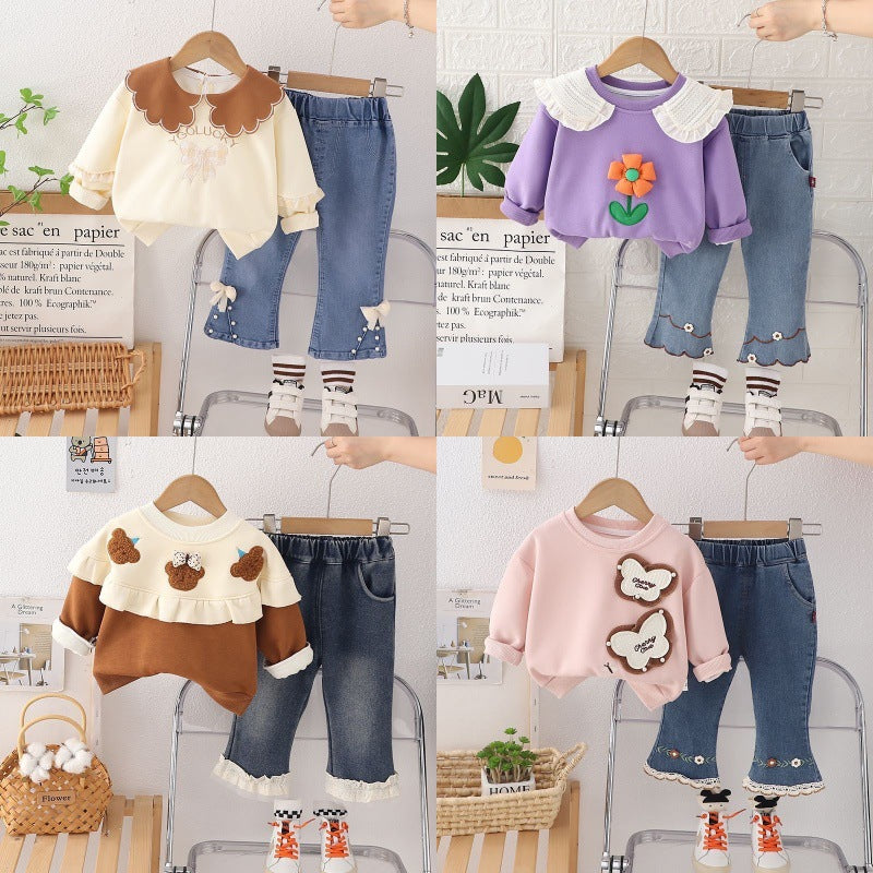 Baby girl's fall/winter clothing  new style: casual sweatshirt two-piece set for little girls - direct wholesale supply