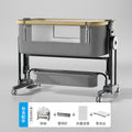 Aluminum alloy baby crib convertible to big bed, multifunctional portable folding children's bed, newborn baby bed with changing table