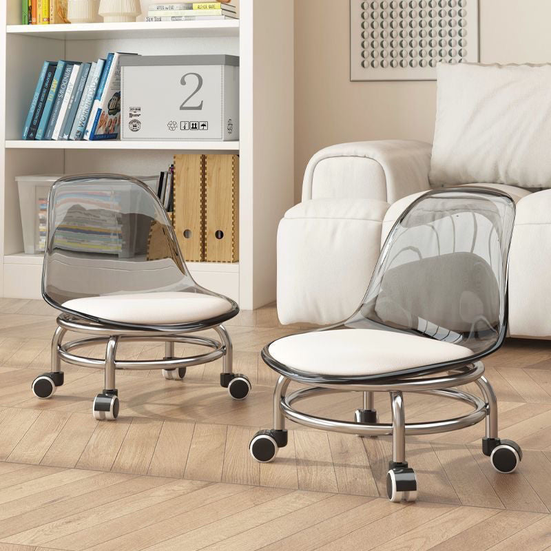 Pulley low stool transparent small chair universal wheel stool toddler children acrylic beautiful seam household backrest small size