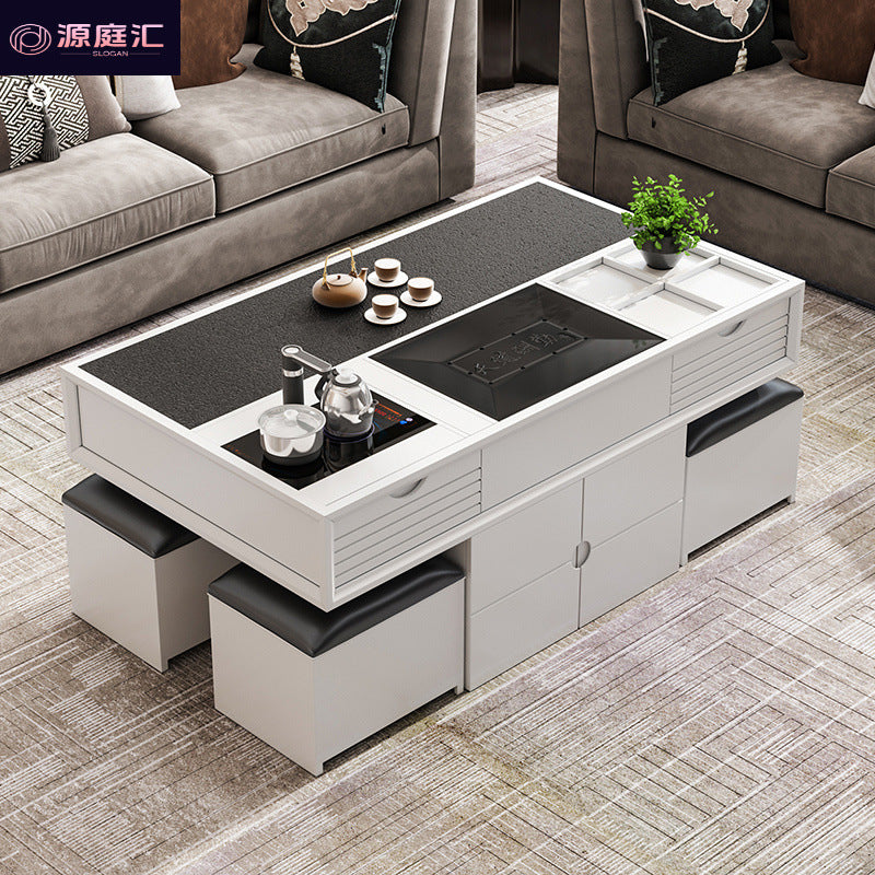 Multifunctional living room marble coffee table tea table all-in-one modern casualaccessible luxury balcony coffee table office kung fu tea table