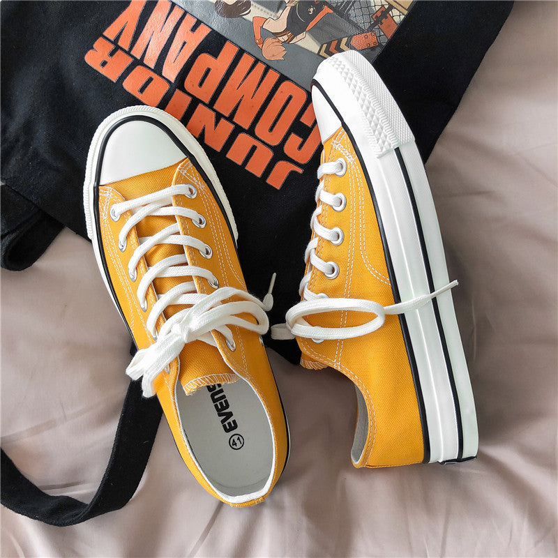 Classic 1970s low-top canvas shoes - unisex retro oiled veneer shoes - korean style student canvas sneakers for men and women