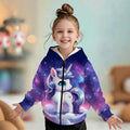 Kids' hoodie jacket, cross-border hot seller: cute cartoon print fashion zip-up hoodie for girls, dropshipping available