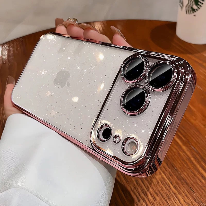Electroplated pc starry sky glitter suitable for iphone17promax mobile phone case apple 16/15 lens film protective cover