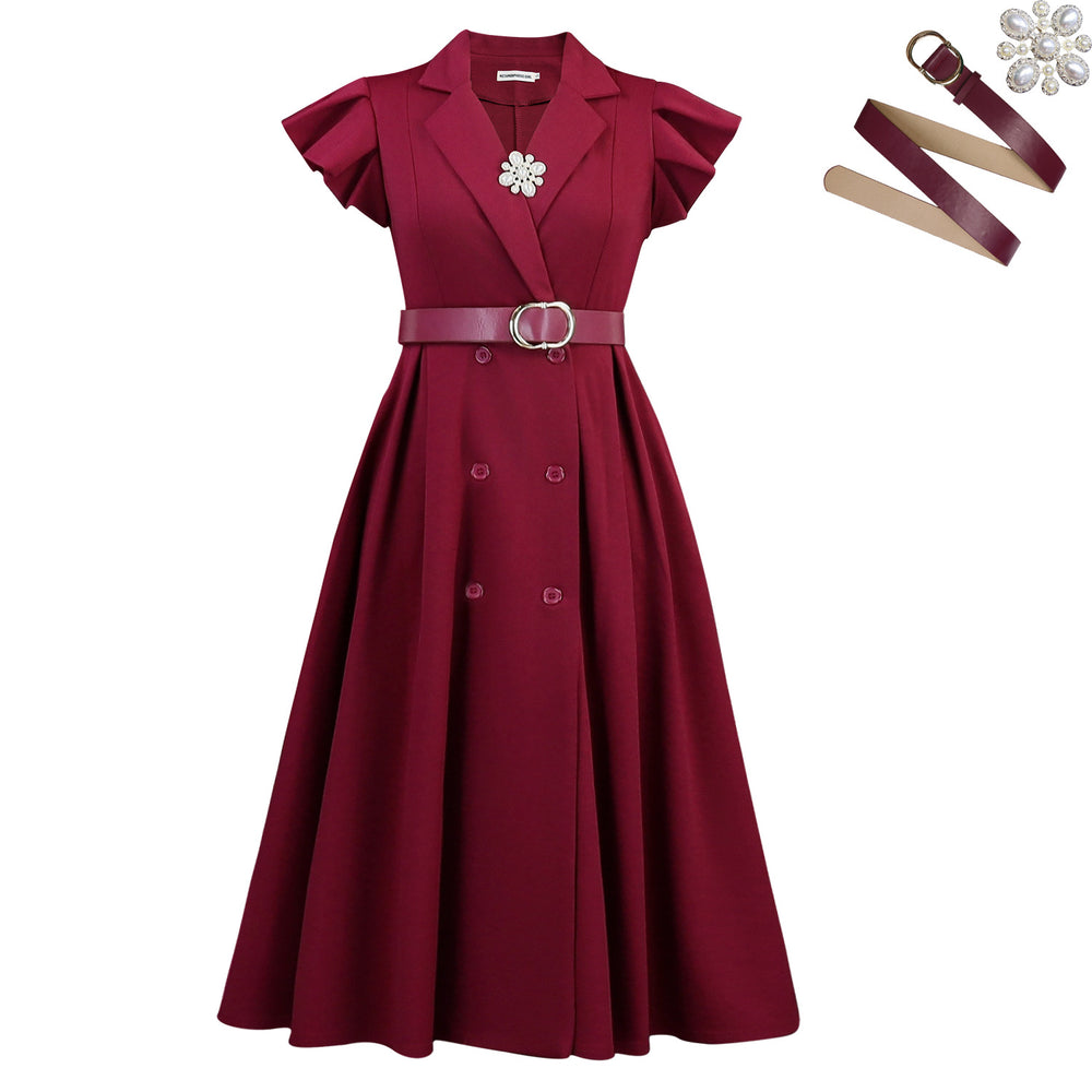 D3365  fashionexport summer new arrivalelegantol suit collar medium long double breasted african dress