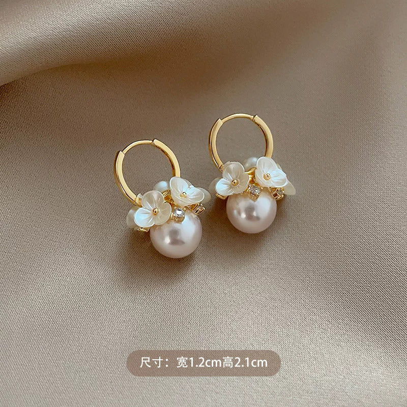 Forest style super fairy flower pearl earrings earrings for women niche style design accessible luxury earrings high-end retro elegant earrings