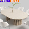 Source factory oval dining table designer wabi-sabi style popular scandinavian dining table can be long or short pull-out dining table