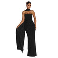 C7635 cross-border   fashion women's sexy bandeau sparkly bodycon slit dress
