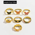 retro colorful ethnic style butterfly flower ring stylish drip oil niche style design ring jewelry wholesale