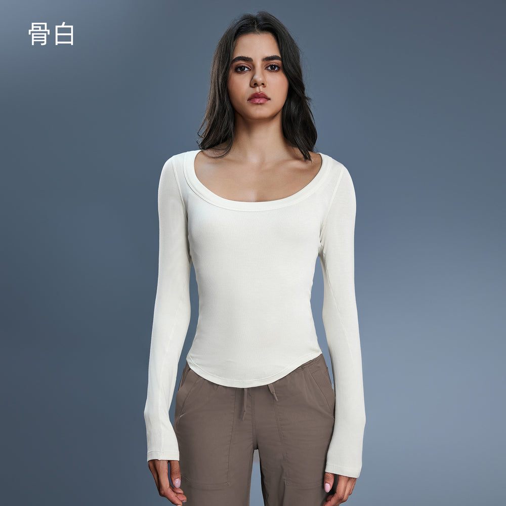 Modal yoga top - women's sexy one-shoulder long sleeve activewear - pilates & fitness t-shirt d25181