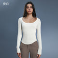 Modal yoga top - women's sexy one-shoulder long sleeve activewear - pilates & fitness t-shirt d25181