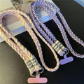Three-strand braided thickened ponytail long crossbody rope can be carried by men and women outdoor handmade strong cable stitch mobile phone lanyard