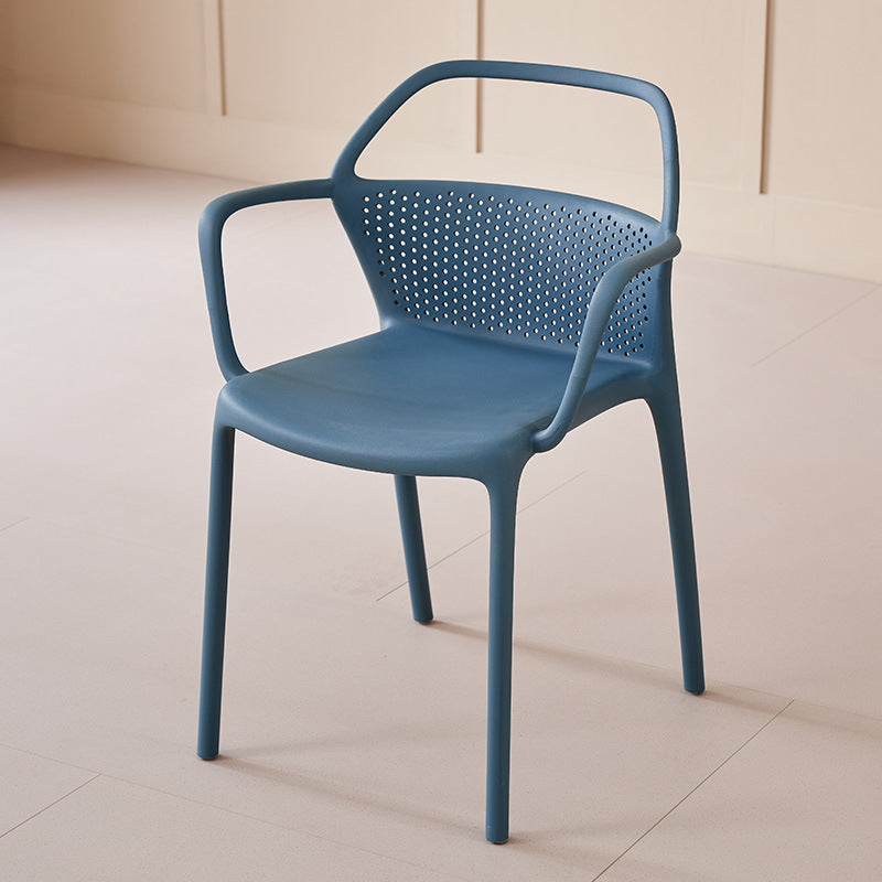 Modern minimalist plastic backrest chair, stackable living room chair, outdoor restaurant chair, cafe high back dining chair