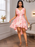 new arrivaleleganceclassy v neckbows short skirt jacquard a hem swallowtail banquet evening dress dress