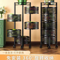 Kitchen rotating multi-functional storage rack, household floor-standing multi-tier snack cart, fruit and vegetable basket organizer