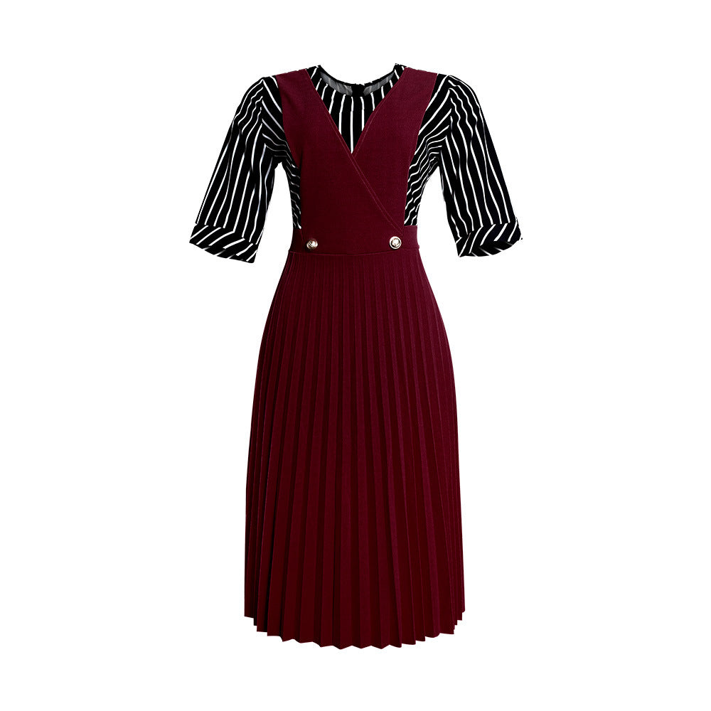 supply fake two-piece set pleated dressloose waist casual african plus size women's pleated skirt