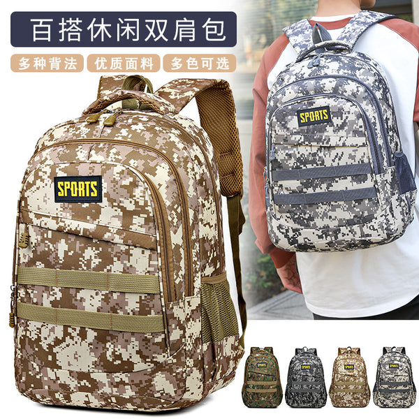 Foreign trade new outdoor backpack casual fashion men's backpack large capacity middle school student schoolbag camouflage travel bag