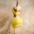 Amazon french new arrivalfashioneleganttube top vestasymmetricalruffles skirtsuittwo-piece set