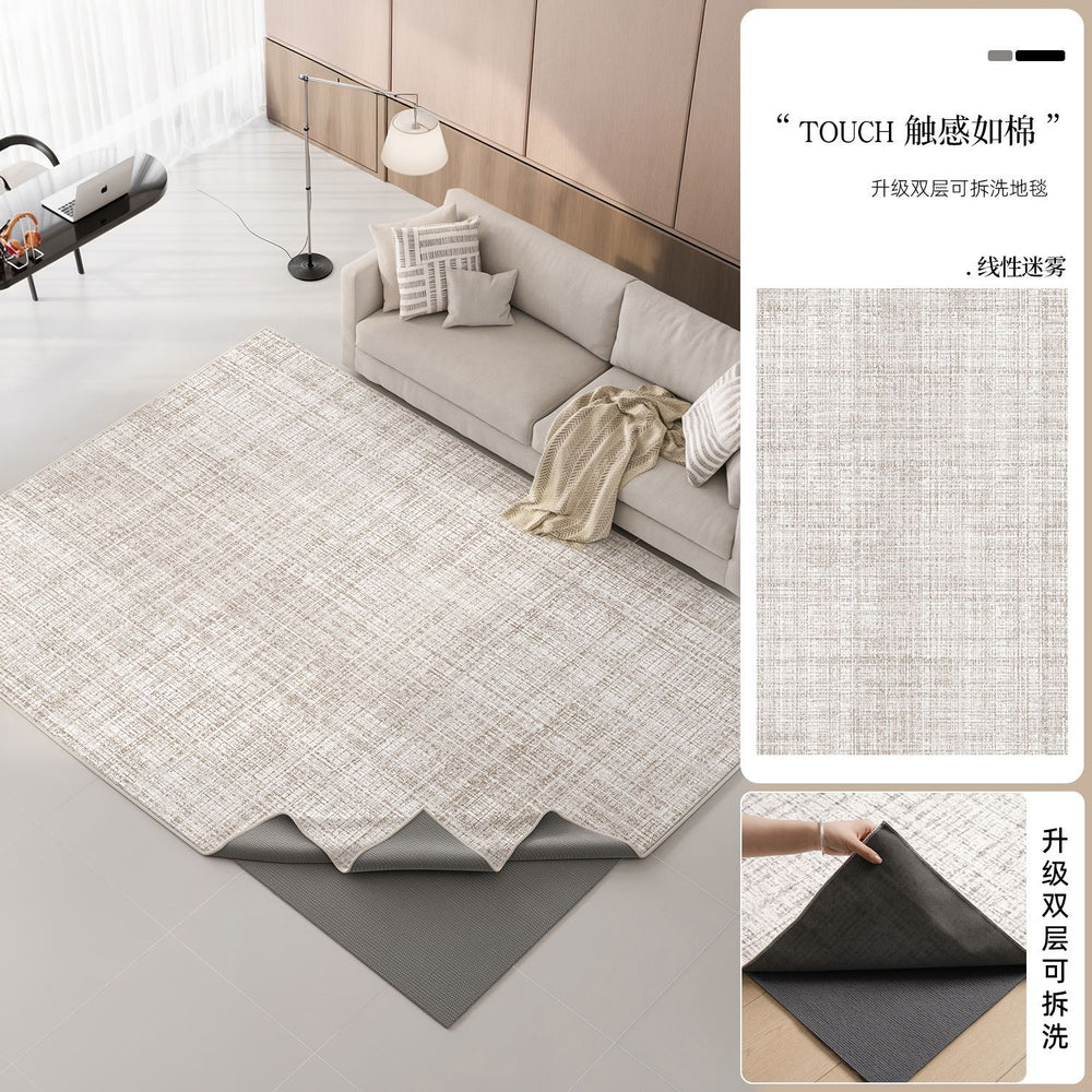 Removable and washable double-layer carpet cream style  new machine washable glue-free carpet floor mat can be wiped over a large area